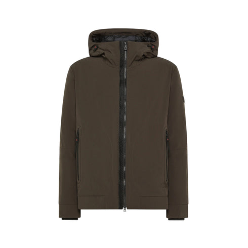 Parka Uomo Loge corto, idrorepellente, con patch logo sulla manica